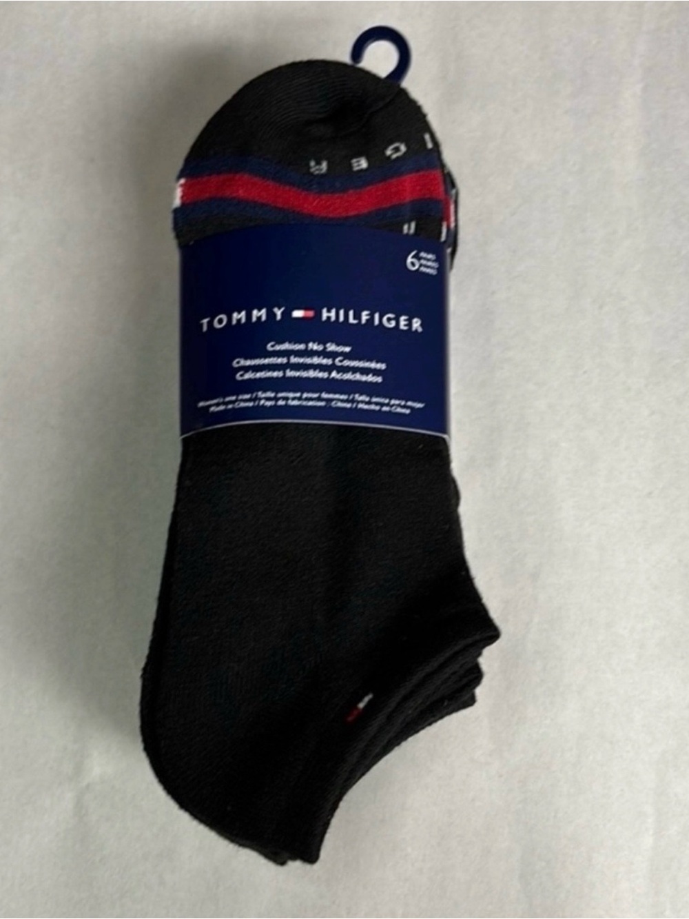 New Tommy Hilfiger Socks Women’s 6 Pair Black Cushion No Show Socks Activewear